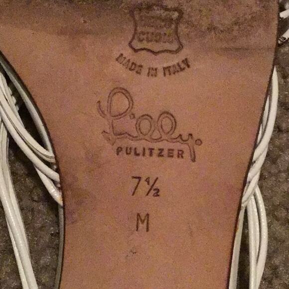 LILLY PULITZER PERFECT WHITE WOVEN LEATHER KITTEN HEEL SANDAL 7.5 M - Picture 7 of 9